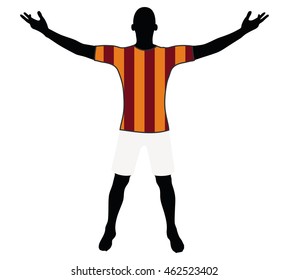 EPS 10 vector illustration of soccer player silhouette in black