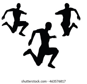 EPS 10 vector illustration of soccer player in running pose silhouette in black
