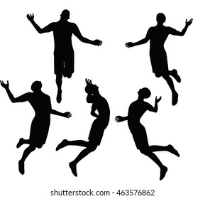 EPS 10 vector illustration of soccer player in penalty pose silhouette in black
