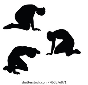 EPS 10 vector illustration of soccer player in injured pose silhouette in black
