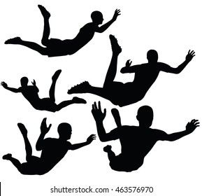 EPS 10 vector illustration of soccer player in victory pose silhouette in black
