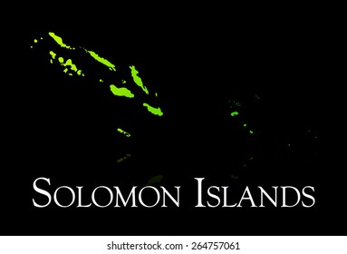 EPS 10 Vector illustration of Solomon Islands green shiny map. Used transparency. 