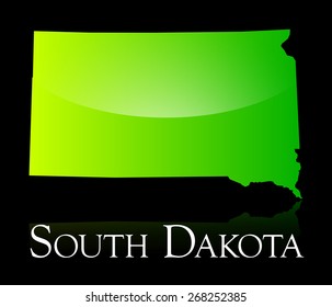 EPS 10 Vector illustration of South Dakota green shiny map. Used transparency.