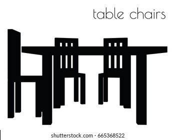 EPS 10 vector illustration of table chair silhouette on white background