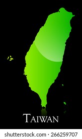 EPS 10 Vector illustration of Taiwan green shiny map. Used transparency.