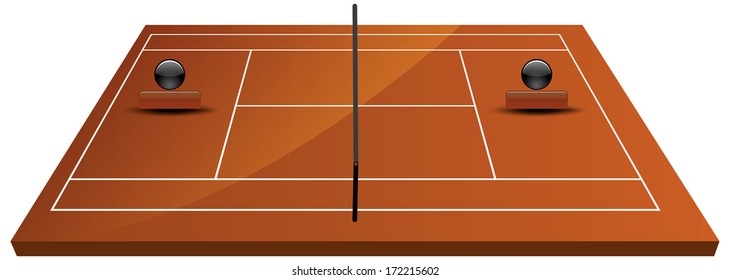 EPS 10 Vector Illustration of tennis court field in clay