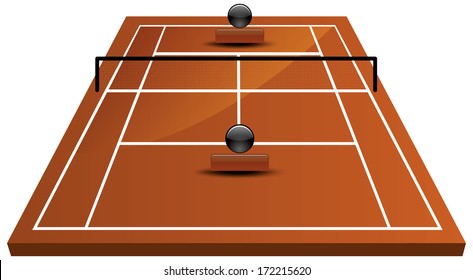 EPS 10 Vector Illustration of tennis court field in clay