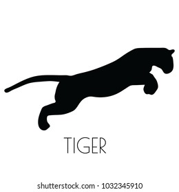 EPS 10 Vector Illustration of Tiger Silhouette On White Background