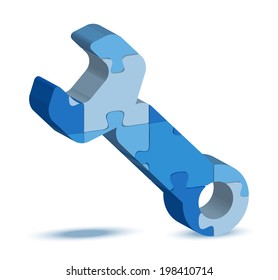 EPS 10 Vector Illustration of tool icon in puzzle