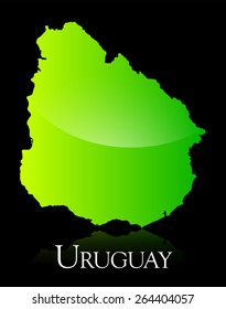 EPS 10 Vector illustration of Uruguay green shiny map. Used transparency.
