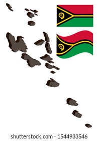 EPS 10 Vector illustration of Vanuatu map 3D and flag