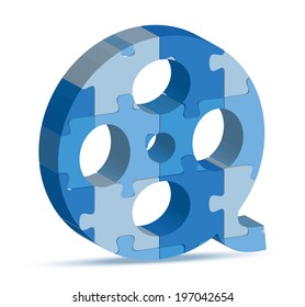 EPS 10 Vector Illustration of video icon in puzzle