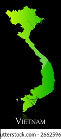 EPS 10 Vector illustration of Vietnam green shiny map. Used transparency.