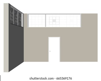 EPS 10 vector illustration of wall interior silhouette on white background