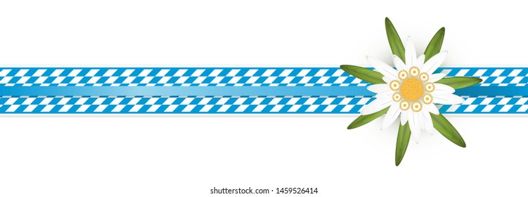 EPS 10 vector illustration of white and blue checkered banners with Edelweiss flower for German Oktoberfest time