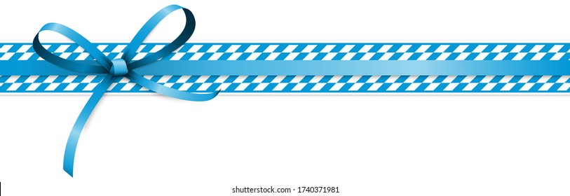 EPS 10 vector illustration of white and blue checkered banners with ribbon bow for German Oktoberfest time 2020