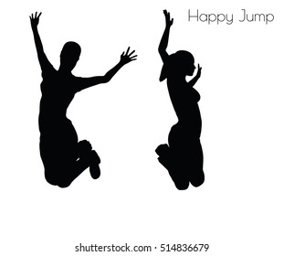 EPS 10 vector illustration of woman in Happy Jump pose on white background
