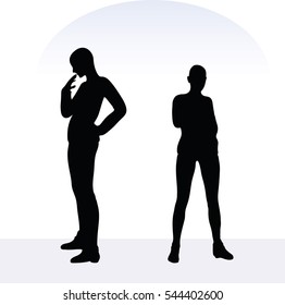 EPS 10 vector illustration of woman in anxious pose on white background
