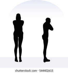 EPS 10 vector illustration of woman in anxious pose on white background
