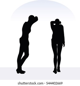 EPS 10 vector illustration of woman in anxious pose on white background
