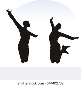 EPS 10 vector illustration of woman in excited pose on white background
