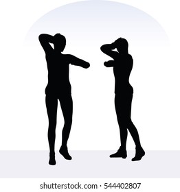 EPS 10 vector illustration of woman in anxious pose on white background
