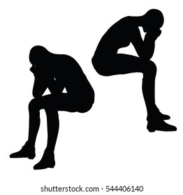 EPS 10 vector illustration of woman in sorrowful pose on white background
