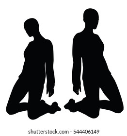 EPS 10 vector illustration of woman in sorrowful pose on white background
