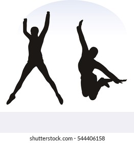 EPS 10 vector illustration of woman in excited pose on white background
