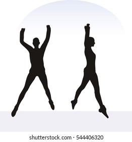 EPS 10 vector illustration of woman in excited pose on white background
