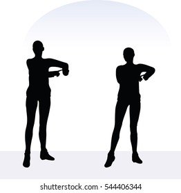 EPS 10 vector illustration of woman in blaming pose on white background
