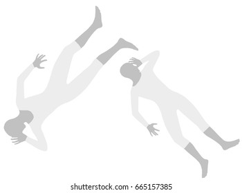 EPS 10 vector illustration of woman silhouette in Face Down Pose