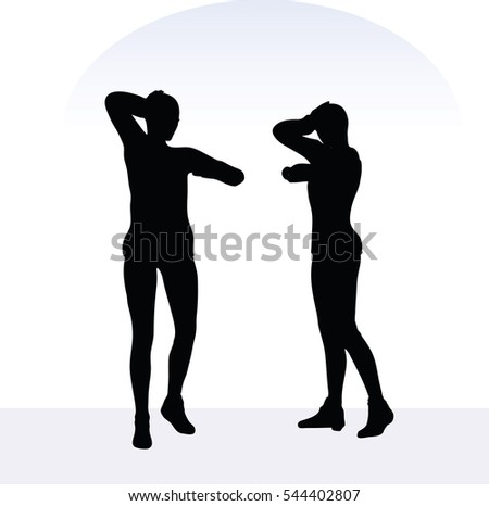 EPS 10 vector illustration of woman in anxious pose on white background