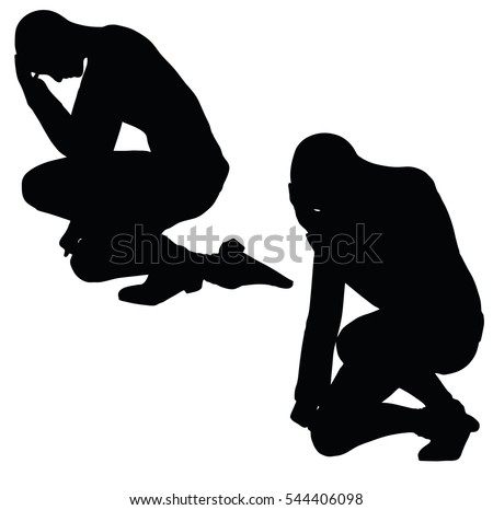 EPS 10 vector illustration of woman in sorrowful pose on white background