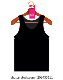 EPS 10 Vector Illustration - Wooden Coat Hanger With Sale Tag and T-shirt