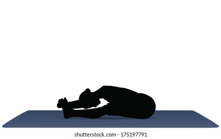 EPS 10 vector illustration of Yoga positions in Seated Forward Bend pose