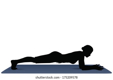 EPS 10 vector illustration of Yoga positions in Dolphin Plank Pose