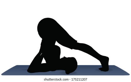 EPS 10 vector illustration of Yoga positions in Plow Pose