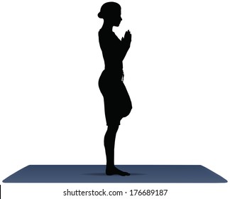 EPS 10 vector illustration of Yoga positions in Prayer Pose