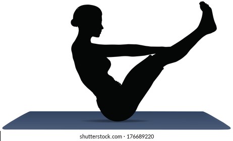 EPS 10 vector illustration of Yoga positions in Full Boat Pose