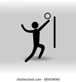 eps 10 vector Indoor Volleyball sport icon. Summer sport activity pictogram for web, print, mobile. Black athlete sign isolated on gray. Hand drawn competition symbol. Graphic design clip art element