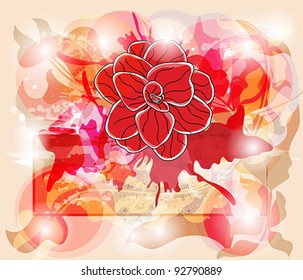 Eps 10 vector -  invitation card with vivid colors, big camellia and space for text - easily editable  - layers separated