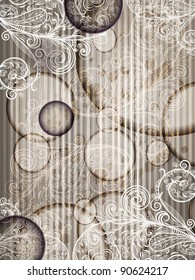 eps 10, vector invitation template with abstract  floral pattern with grunge splashes and stripes