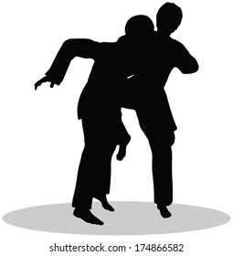 EPS 10 Vector - Karate martial art silhouettes of man and woman in karate poses