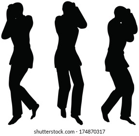 EPS 10 Vector - Karate martial art silhouettes of man and woman in karate poses