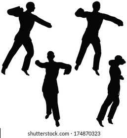 EPS 10 Vector - Karate martial art silhouettes of man and woman in karate poses