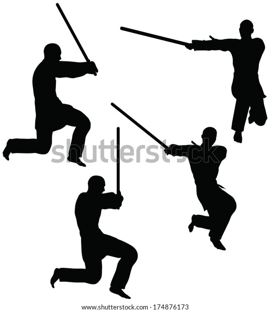 EPS 10 Vector - Karate Martial Art Silhouettes Of Man And Woman In ...