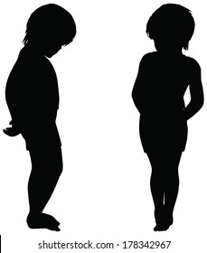 EPS 10 Vector. Kids Silhouettes in position of Standing isolated on white.