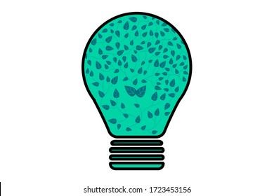 EPS 10 vector. Lightbulb with leaves inside. Energy saving concept.