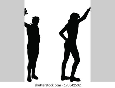 EPS 10 Vector of man silhouette in Standing  position on white background